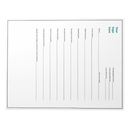 Aangepaste taartdecorator Afspraakformulier Aangep Notitieblok (Voorkant)