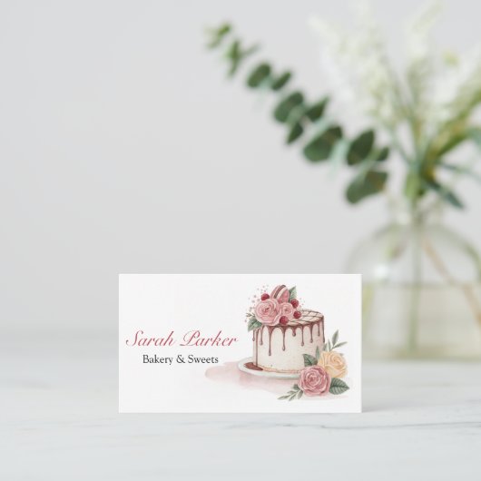 Aangepaste taarten Bakkerij gebak waterverf Visitekaartje (Staand voorkant)