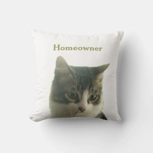 Aangepaste Tabby Kat Foto op Wit Kussen