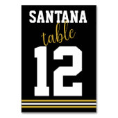 Aangepaste tabelnaam modern zwart goudbruin huweli kaart (Voorkant)