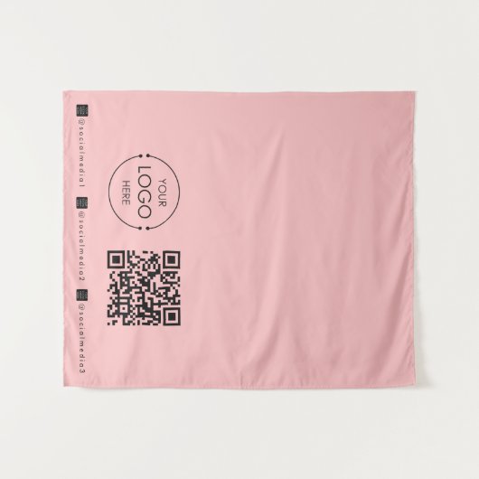 Aangepaste Table Runner Banner Pink Business QR-co Wandkleed (Voorkant (horizontaal))