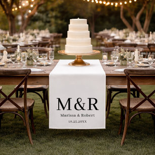 Aangepaste Tafel Runner met Monogram voor Huwelijk Lange Tafelloper