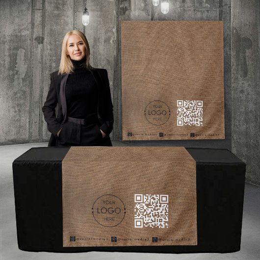 Aangepaste tafelbanner met linnen uitstraling en Q Wandkleed