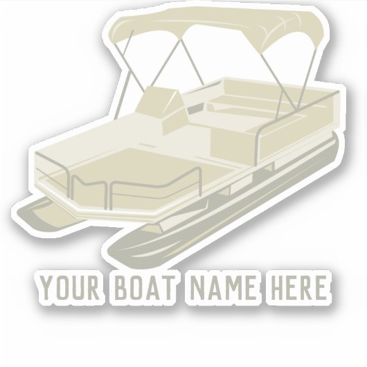 Aangepaste Tan Pontoon Boat Decal Sticker (Voorkant)