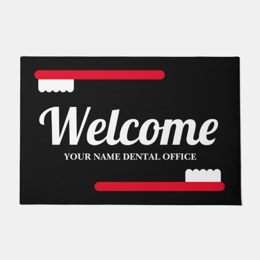 Aangepaste tandarts praktijk deurmat met tandenbor (Voorkant)
