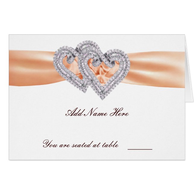 Aangepaste Tangerine Hearts Place Card (Voorkant Horizontaal)