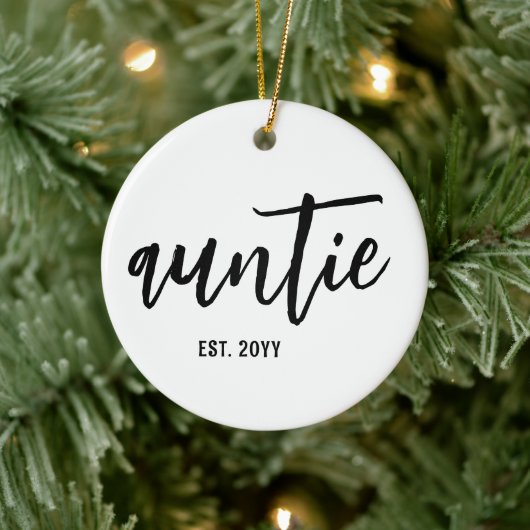 Aangepaste tante Est. Moderne penseelscripttypogra Keramisch Ornament (Boom)