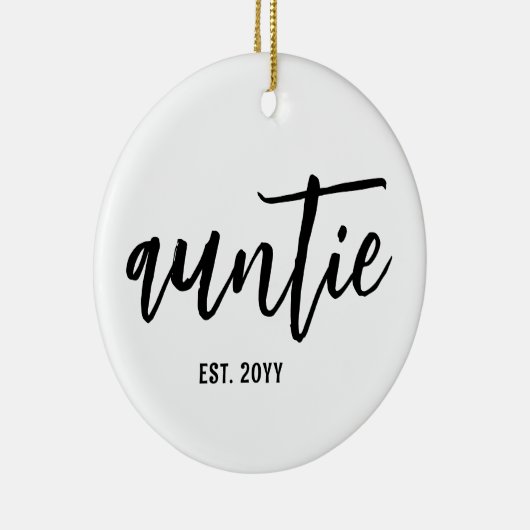 Aangepaste tante Est. Moderne penseelscripttypogra Keramisch Ornament (Rechts)