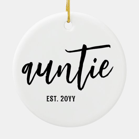 Aangepaste tante Est. Moderne penseelscripttypogra Keramisch Ornament (Achterkant)