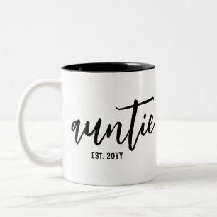 Aangepaste tante Est. Moderne penseelscripttypogra Tweekleurige Koffiemok
