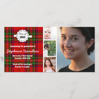 Aangepaste tartan foto afstuderen aankondiging