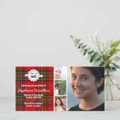 Aangepaste tartan foto afstuderen aankondiging (Staand voorkant)
