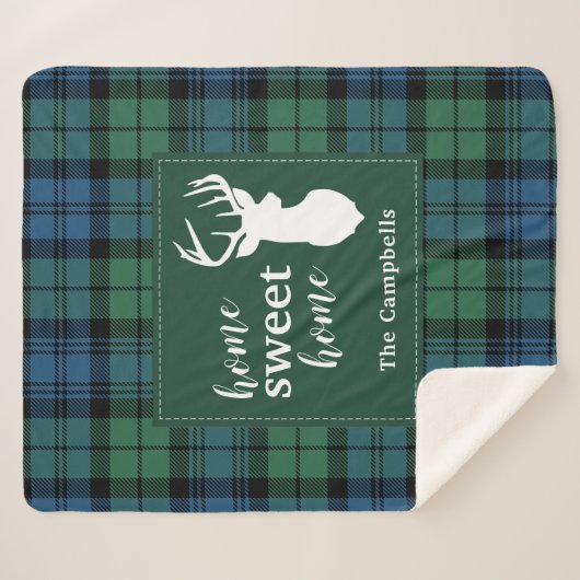 Aangepaste Tartan Kerstmis Campbell Pset Sherpa Deken (Voorkant (horizontaal))