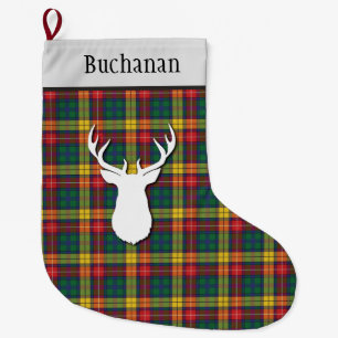 Aangepaste Tartan Red Yellow Pset Clan Buchanan Grote Kerstsok