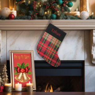 Aangepaste Tartan rode & groene kerst Grote Kerstsok