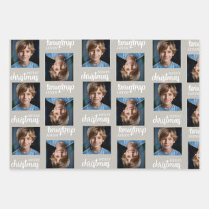 Aangepaste Taupe Kerstfoto inpakken Papieren Blade Inpakpapier Vel