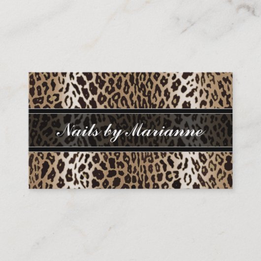 Aangepaste Taupe Leopard Animal Print Visitekaartje (Voorkant)