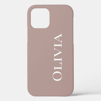 Aangepaste Taupe Mauve Modern White Typografie iPhone 12 Pro Hoesje