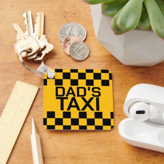 Aangepaste taxi gepersonaliseerde naam sleutelhanger (Bureau)