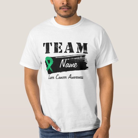 Aangepaste teamnaam - Leverkanker T-shirt (Voorkant)