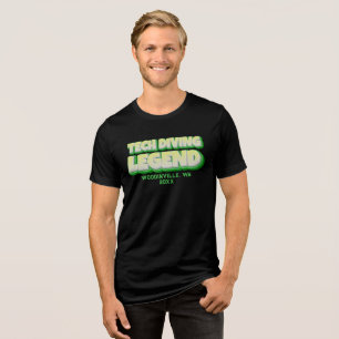 Aangepaste Technische Diver Locatie Datum Naam Tri-Blend Shirt