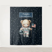 Aangepaste Teddy Bear Astronaut Verjaardag Achterg Wandkleed (Voorkant)