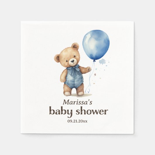 Aangepaste Teddy Bear Baby Boy Shower Servet (Voorkant)