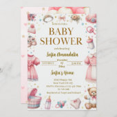 Aangepaste Teddy Bear Baby Shower Uitnodigingen (Voorkant / Achterkant)