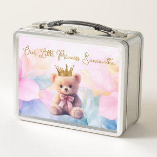 Aangepaste Teddybeer Roze Lint Gouden Kroon