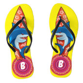 Aangepaste Teenslippers Shark surf hippy boho geel (Voetbed)