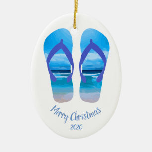 Aangepaste Teenslippers voor kerstbalken Keramisch Ornament