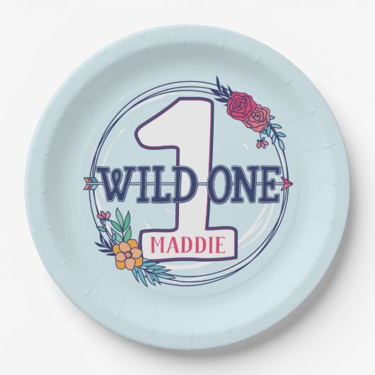 Aangepaste teepee Boho stam eerste verjaardag Papieren Bordje (Voorkant)