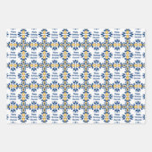 Aangepaste tekst 💙 3 Blauw en geel Azulejos, Inpakpapier Vel (Voorkant)