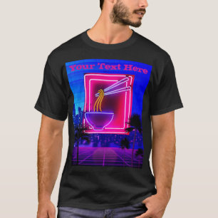 Aangepaste tekst 80s Vaporwave Neon Ramen Noodles  T-shirt