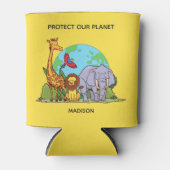 Aangepaste tekst Aarde met dieren Blikjeskoeler (Voorkant)
