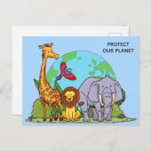 Aangepaste tekst Aarde met dieren Briefkaart (Voorkant / Achterkant)