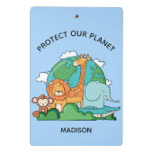 Aangepaste tekst Aarde met dieren Mini Klembord (Achterkant)