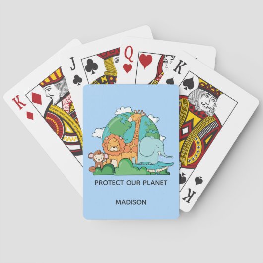 Aangepaste tekst Aarde met dieren Pokerkaarten (Achterkant)