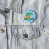 Aangepaste tekst Aarde met dieren Ronde Button 5,7 Cm (In situ)