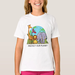 Aangepaste tekst Aarde met dieren T-shirt