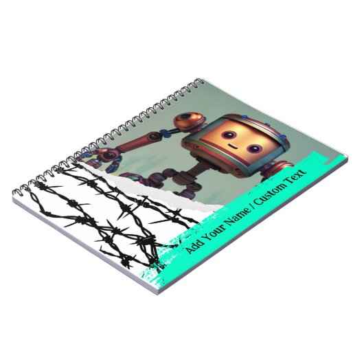 AANGEPASTE TEKST - Ai Afbeelding - Leuk Robot Noti Notitieboek (Linkerzijde)