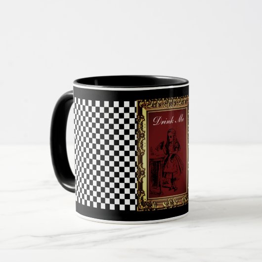 Aangepaste tekst Alice in Wonderland Gecontroleerd Mok (Voorkant links)