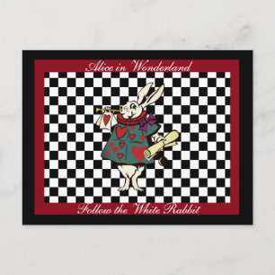 Aangepaste tekst Alice in Wonderland Witte Konijn  Briefkaart