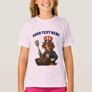 Aangepaste tekst Amerikaanse BBQ Pup Grillen T-shirt