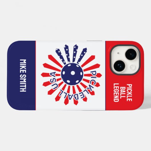 Aangepaste tekst ‼️ Amerikaanse patroonpickleball Case-Mate iPhone Case (Achterkant (horizontaal))