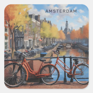 Aangepaste tekst Amsterdam Vierkante Sticker