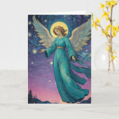 Aangepaste tekst  Angel Christmas Kaart (Gele Bloem)