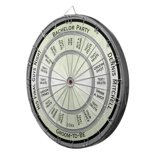 Aangepaste tekst Bachelor Party Regulation Dartbord (Voorkant Rechts)