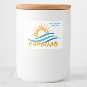 Aangepaste tekst Bahama's Voedselcontainer Etiket