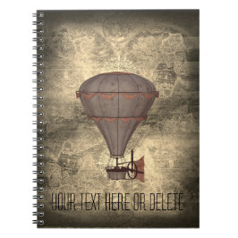 Aangepaste tekst  ballon Steampunk Sepia Tone Notitieboek